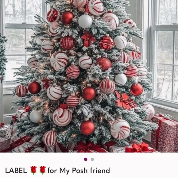 Festive Red and White Holiday Tree Decorations - Picture 1 of 2